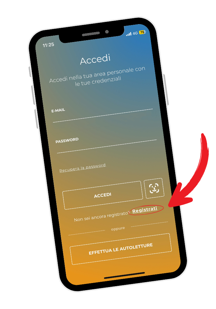 Registrazione all'app Luce e Gas Italia